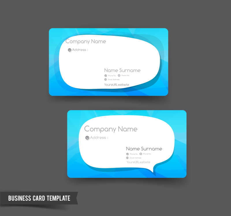 蓝色背景白色对话框的矢量名片设计模板