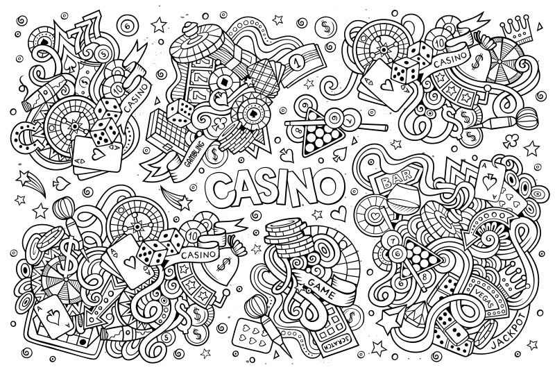 矢量卡通手绘赌场创意图案设计背景
