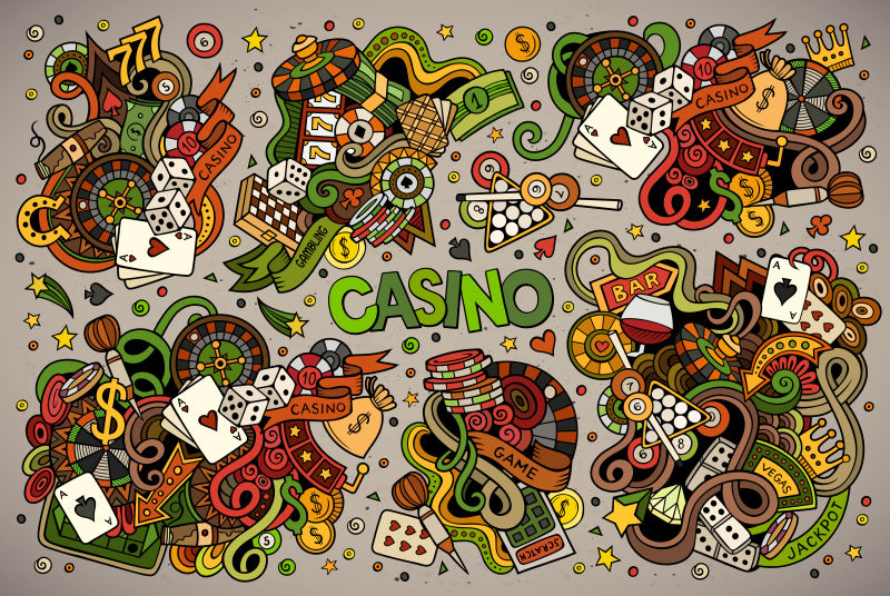 创意卡通赌场图案矢量插图
