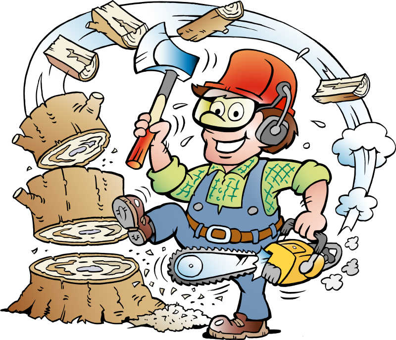 快乐的伐木工人矢量漫画插图