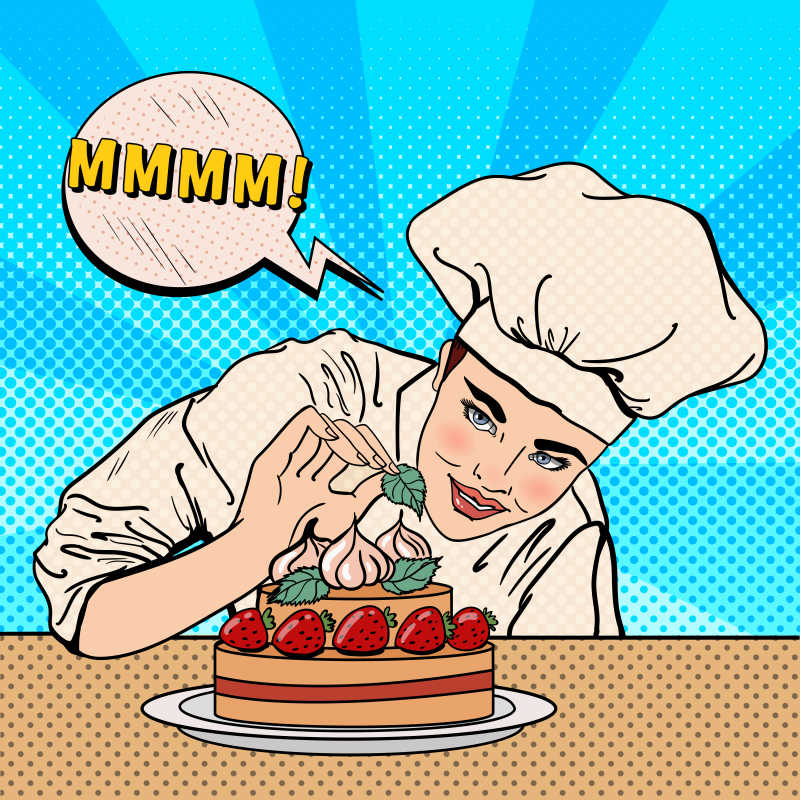 矢量女性卡通厨师插画