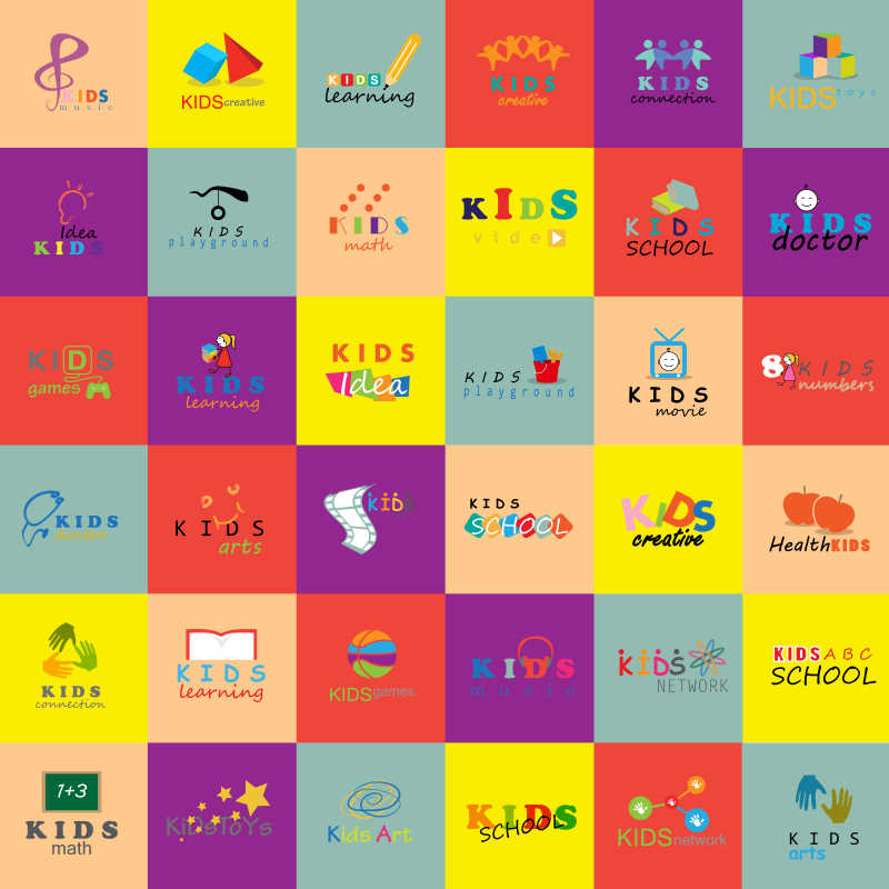 彩色儿童主题的矢量图标设计