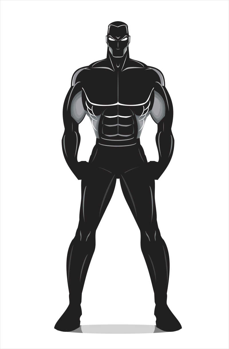 黑色的肌肉男矢量插画