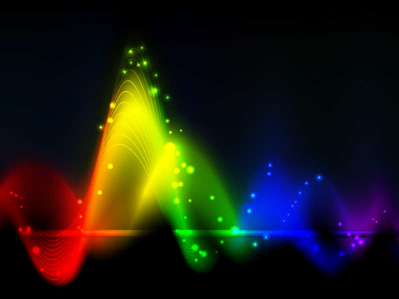 矢量黑色背景上的彩虹抽象背景
