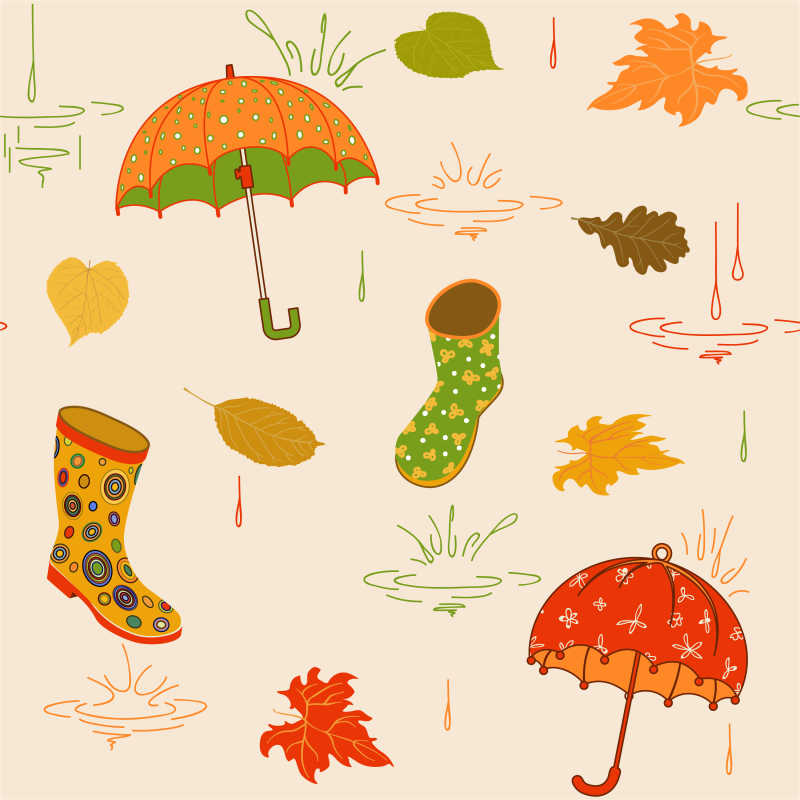 矢量秋季下雨天的设计装饰元素