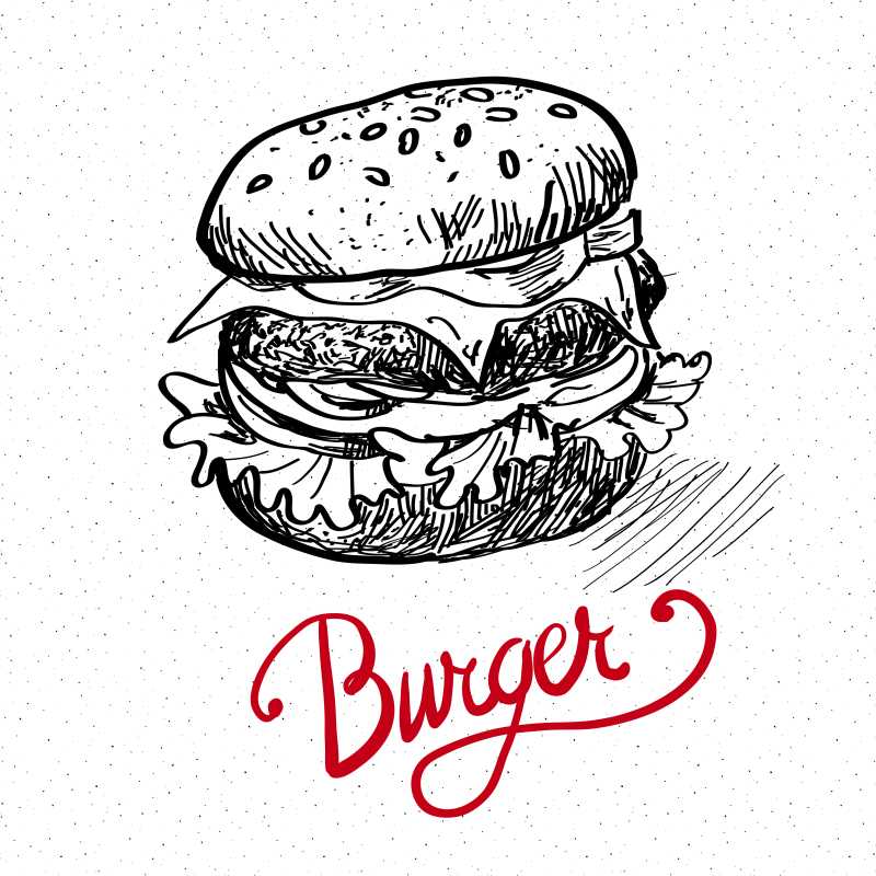 手绘风格的汉堡矢量插画