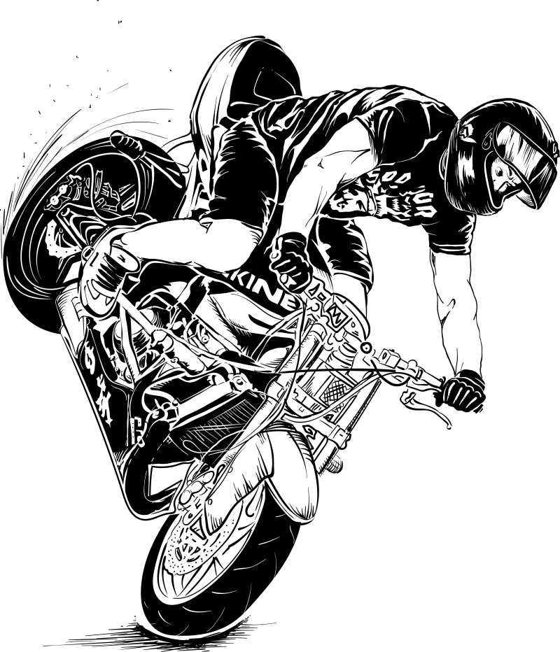 骑摩托的人矢量插画