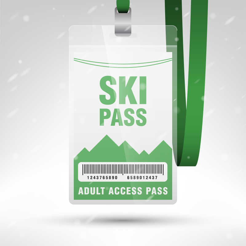 绿色的滑雪通行证矢量模板