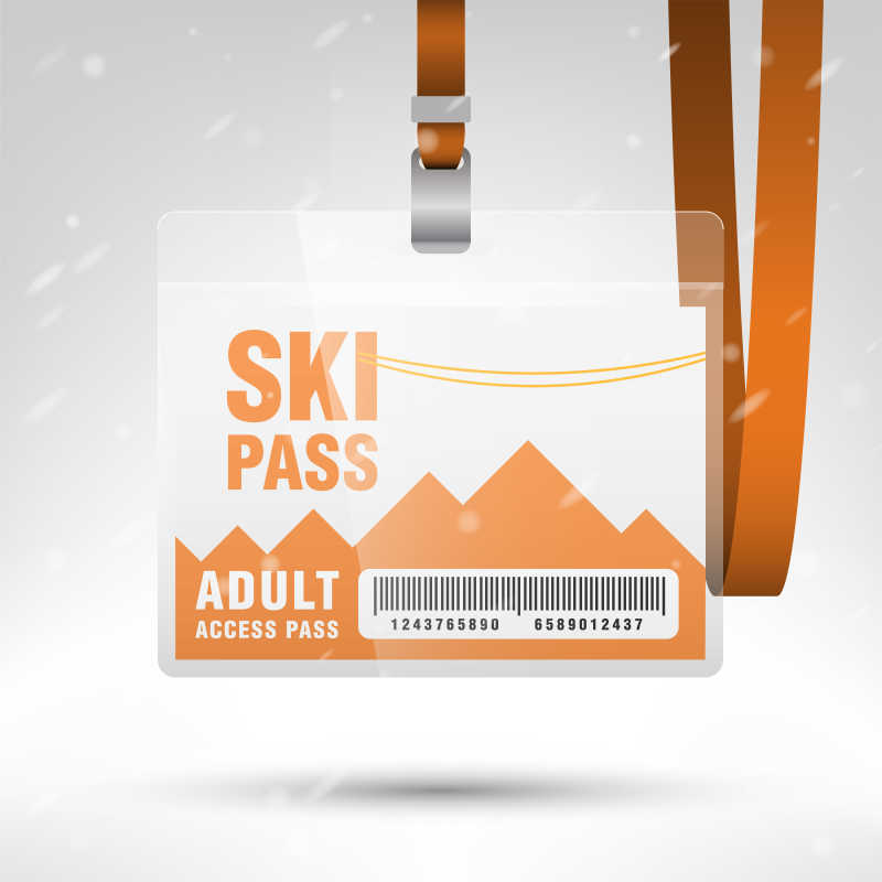 橙色滑雪通行证矢量设计模板