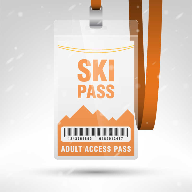 橙色的滑雪通行证矢量设计模板