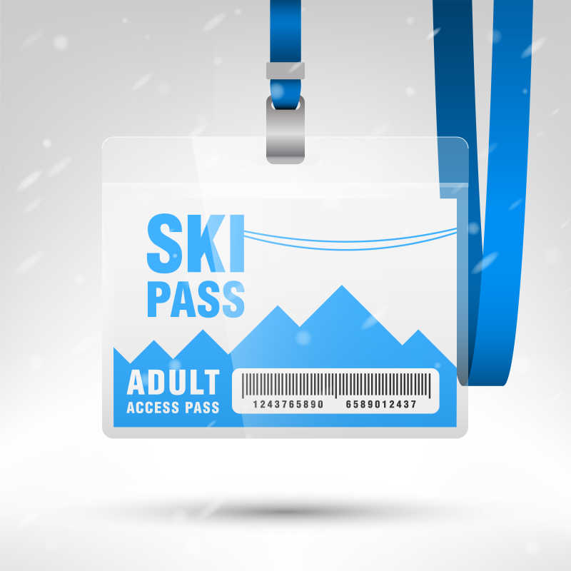 滑雪通行证矢量设计模板