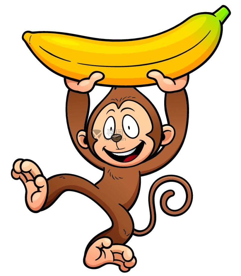 矢量举着香蕉的猴子素材