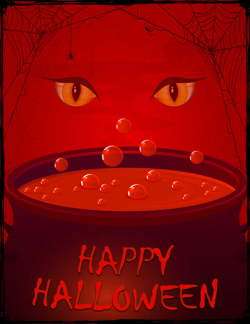 万圣节的红色汤药卡通矢量插图