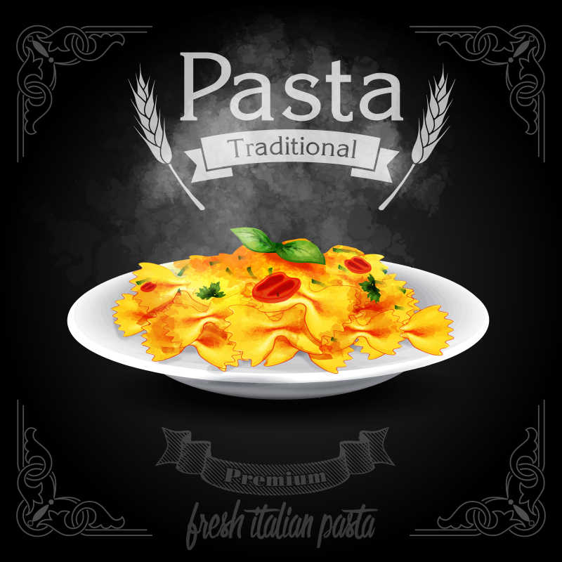 意大利传统面食矢量海报插画