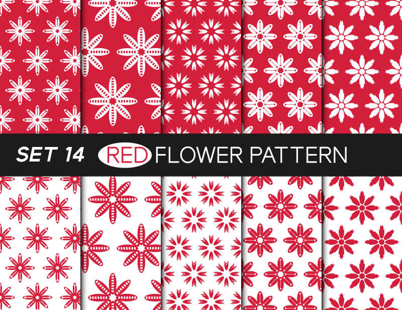 红色花朵矢量设计模板
