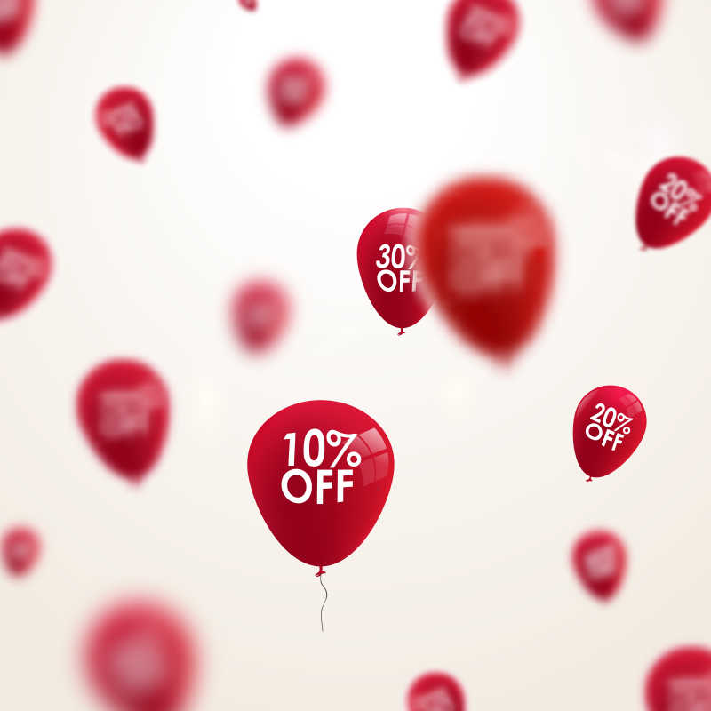 红色气球矢量促销打折海报