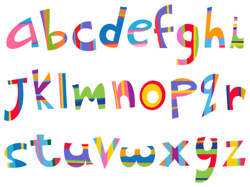 一套彩色小写趣味矢量字母表