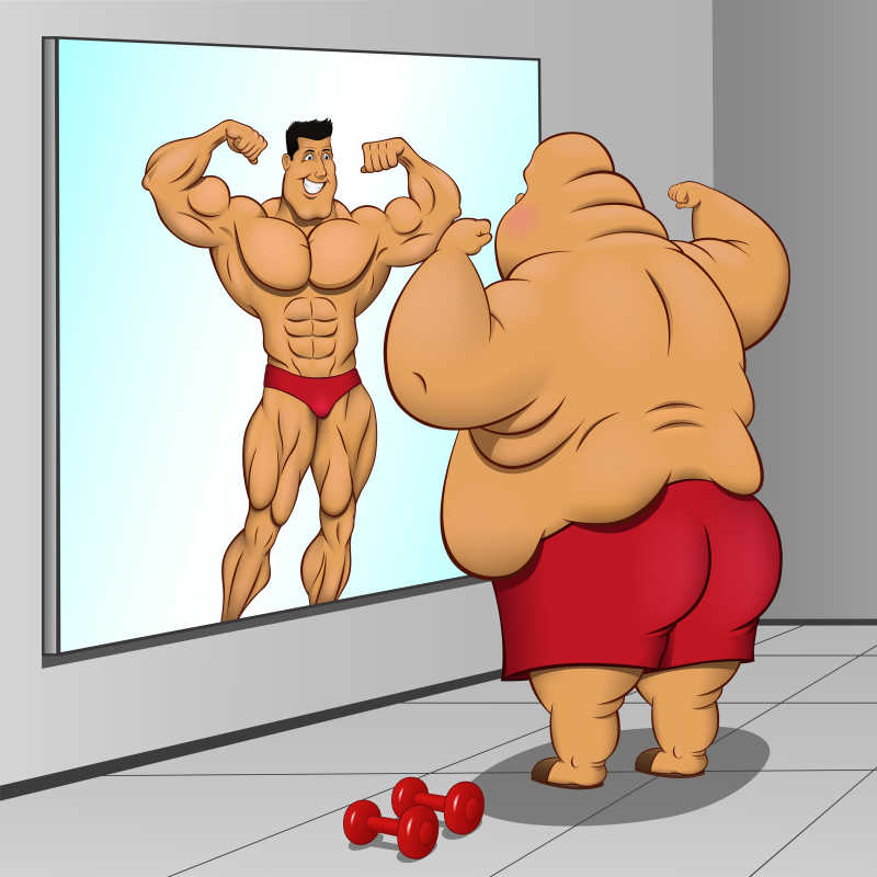 努力瘦身的胖子卡通矢量插画
