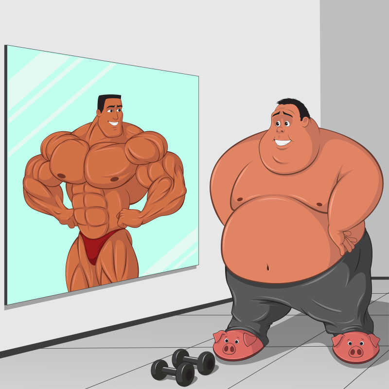 瘦身的胖子卡通矢量插画