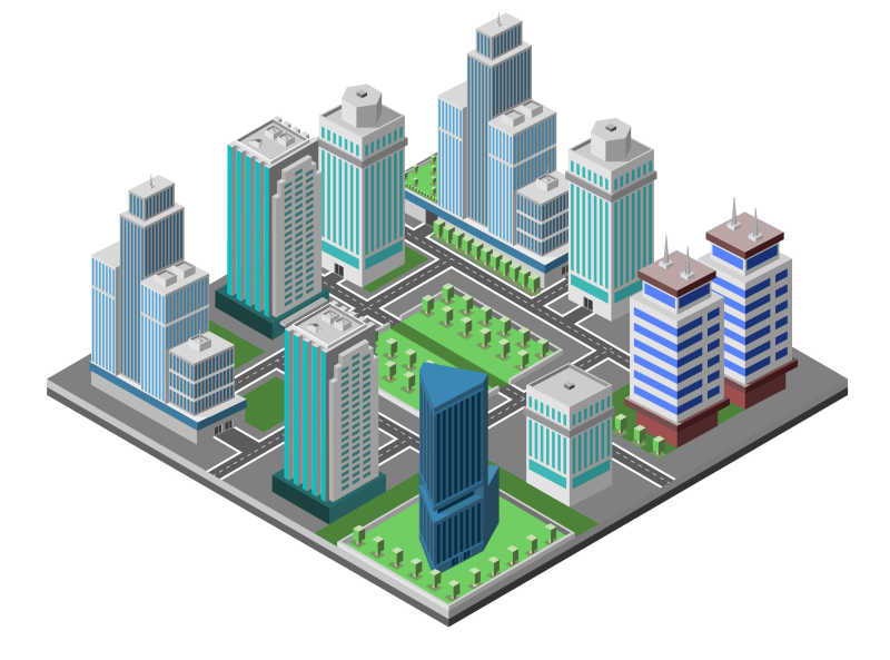 现代城市概念的矢量模板插图