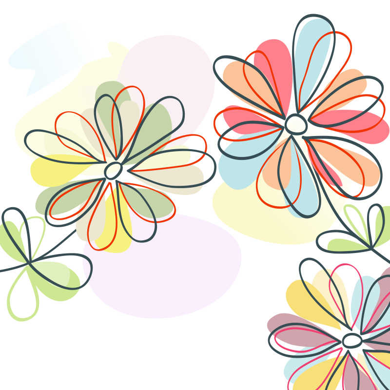 可爱的花朵手绘矢量插图