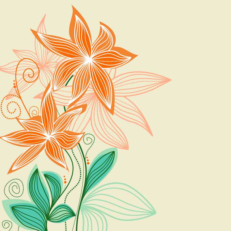 手绘花朵的矢量抽象背景