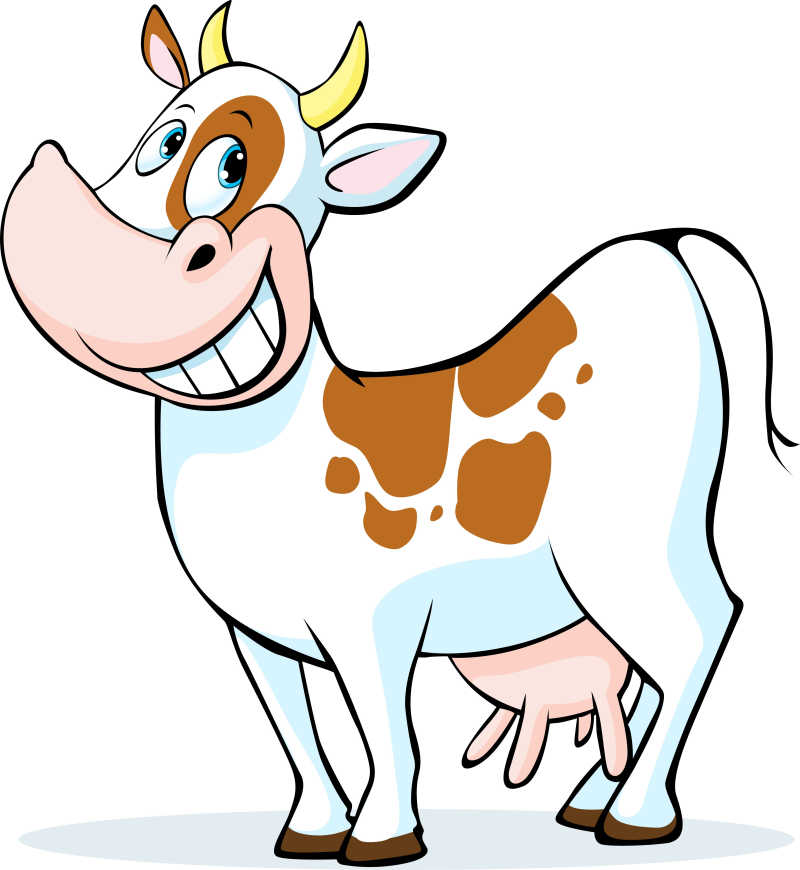 一只卡通奶牛的矢量插图