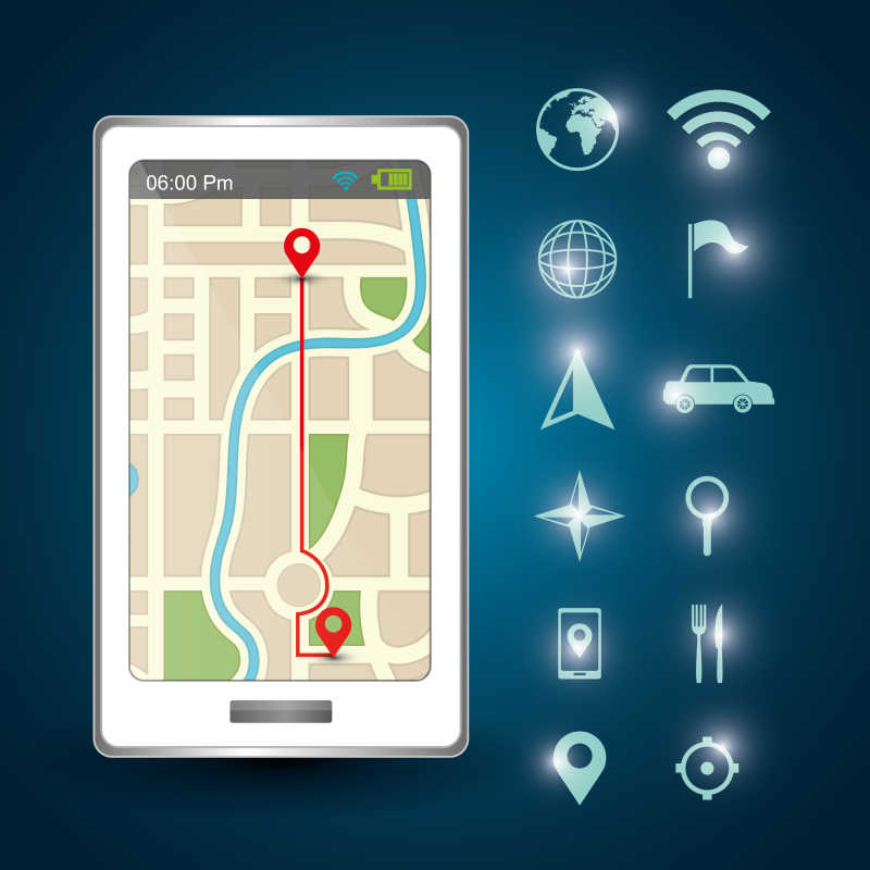 GPS导航技术图标矢量设计