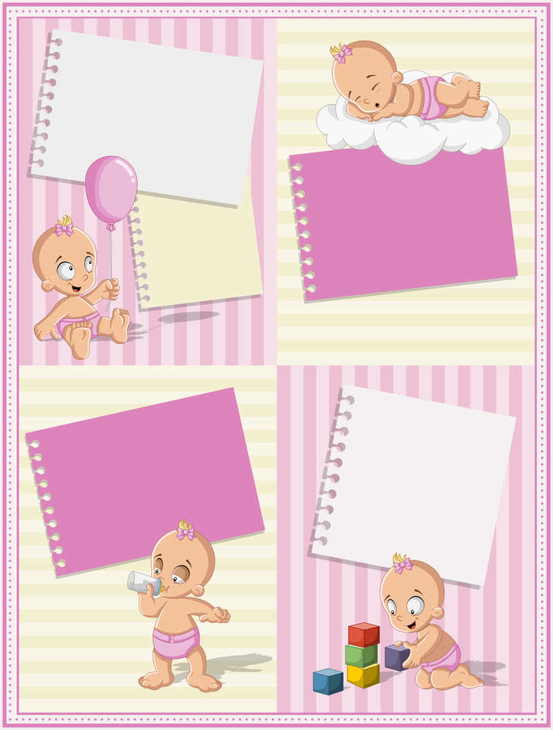 婴儿图案的卡片矢量模板