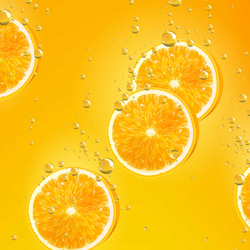 果汁里的新鲜橙子矢量模板