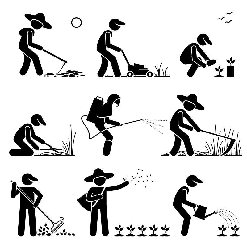 农民形象的矢量卡通创意图标设计