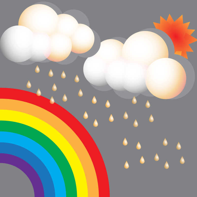 彩虹雨季矢量插图