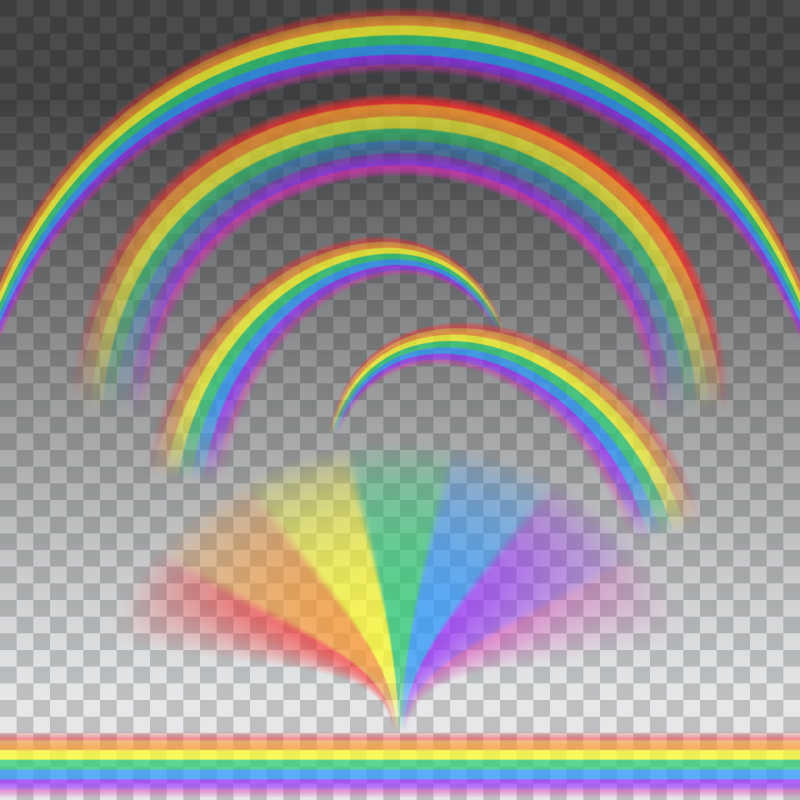 矢量不同形状的透明彩虹