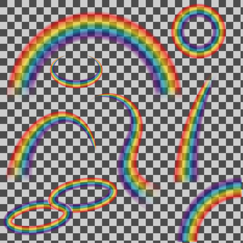 透明背景矢量彩虹插图集