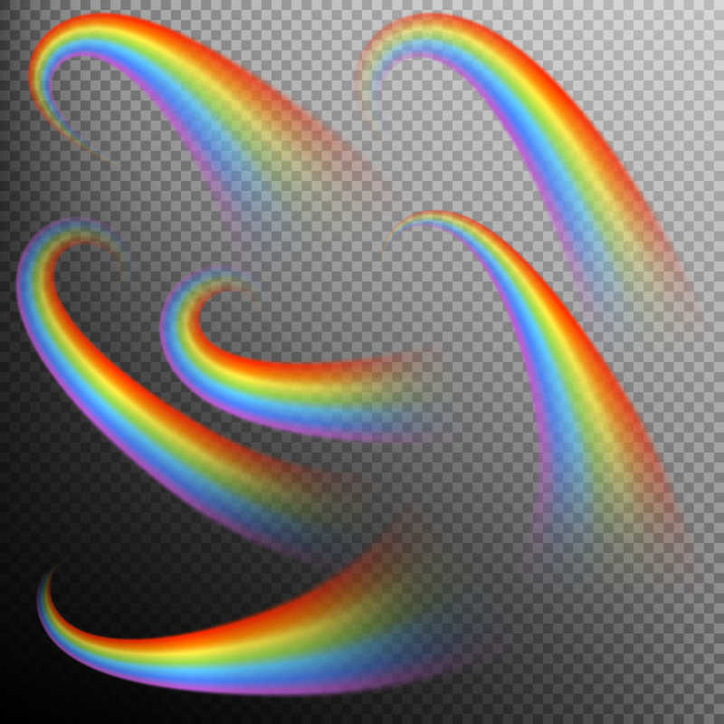 矢量透明的背景上的彩虹带