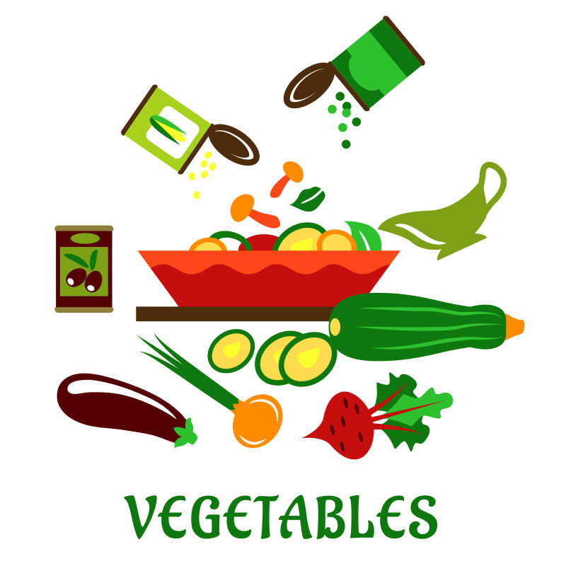 健康蔬菜扁平矢量图标设计