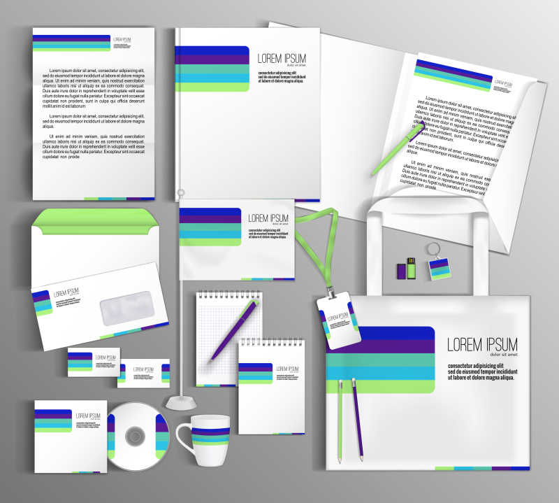 彩色线条元素的矢量企业品牌视觉形象设计模板