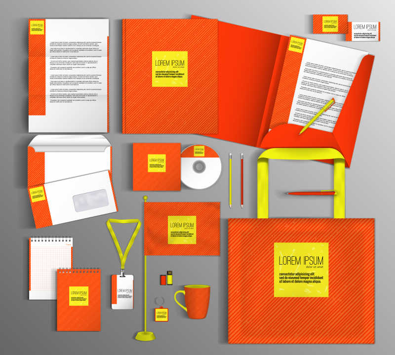 橙色企业形象视觉宣传手册矢量模板设计