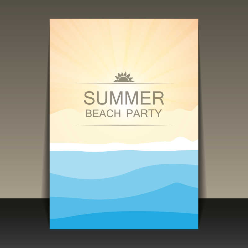夏日沙滩派对海报设计矢量图