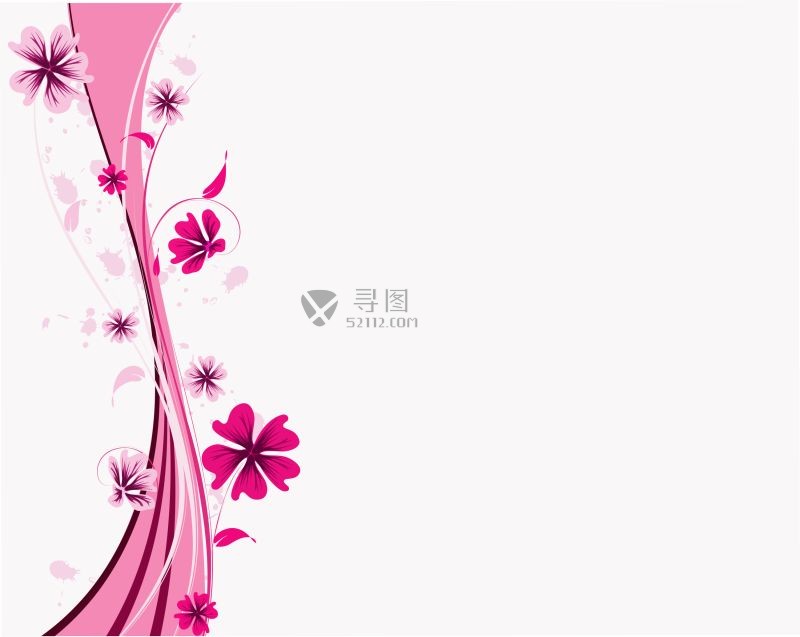 粉色的矢量花卉卡通插图背景