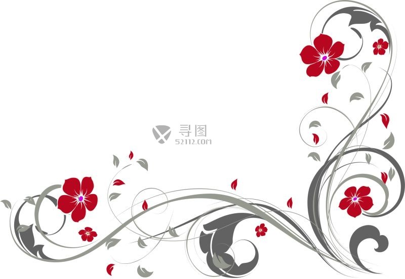 精致的矢量红色花卉卡通插图背景