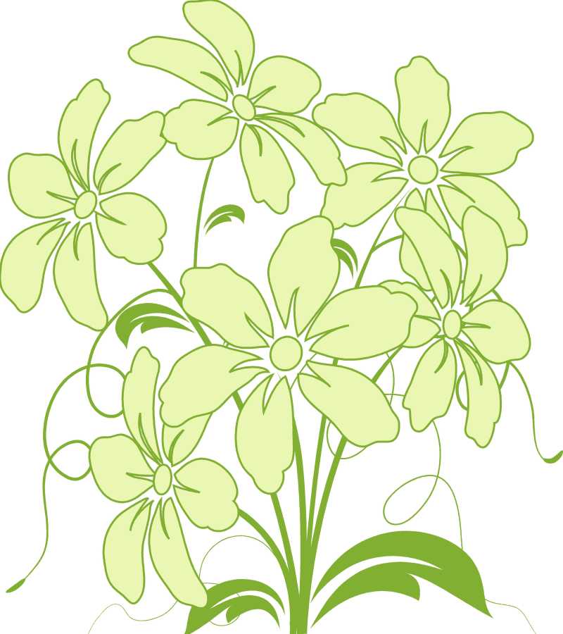 矢量手绘绿色小花插图背景