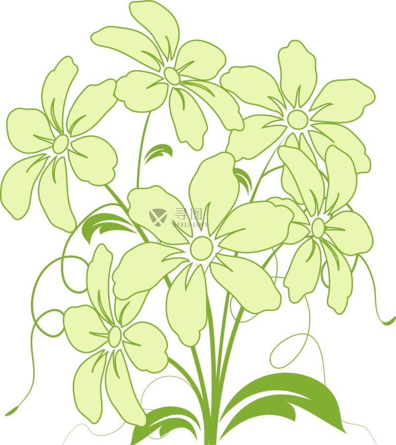 漂亮的手绘绿色小花矢量插图背景