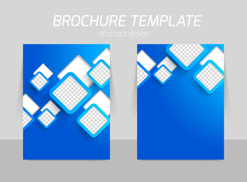 蓝色方格元素的矢量商业宣传设计模板
