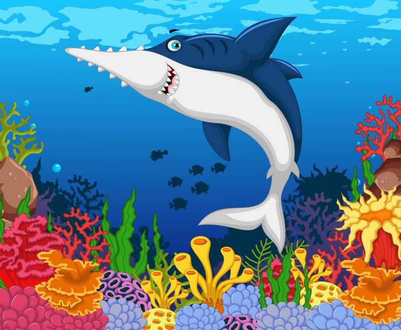 海洋里的鲨鱼矢量插画