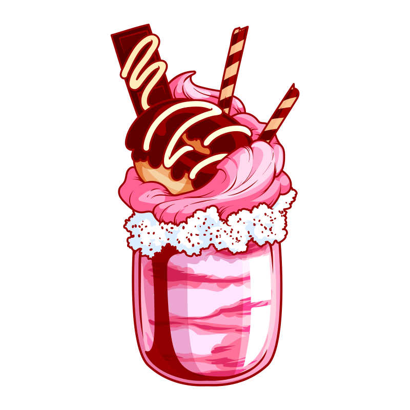 草莓味的奶昔矢量插图