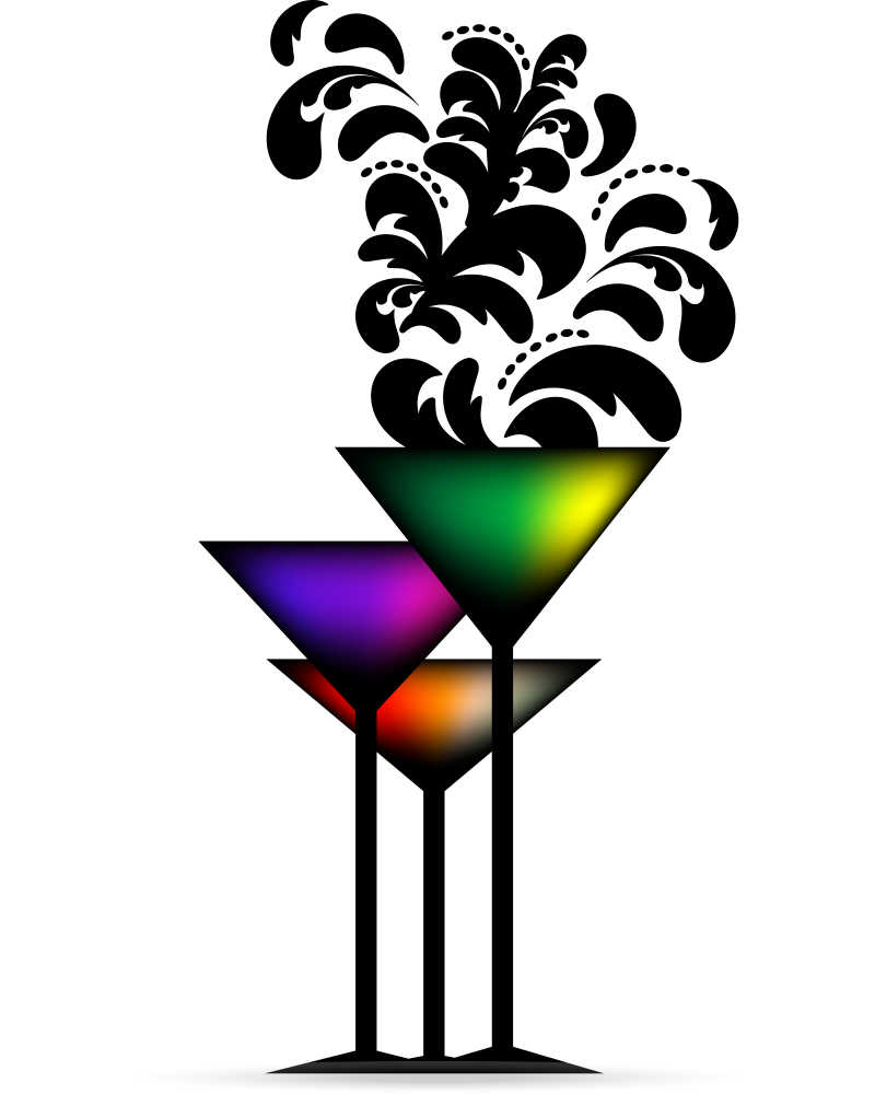 彩色酒杯的创意时尚矢量插图