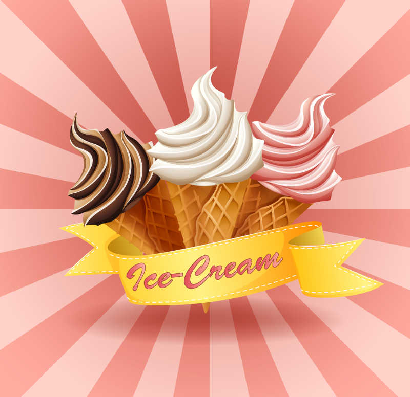 矢量三种不同口味的冰淇淋