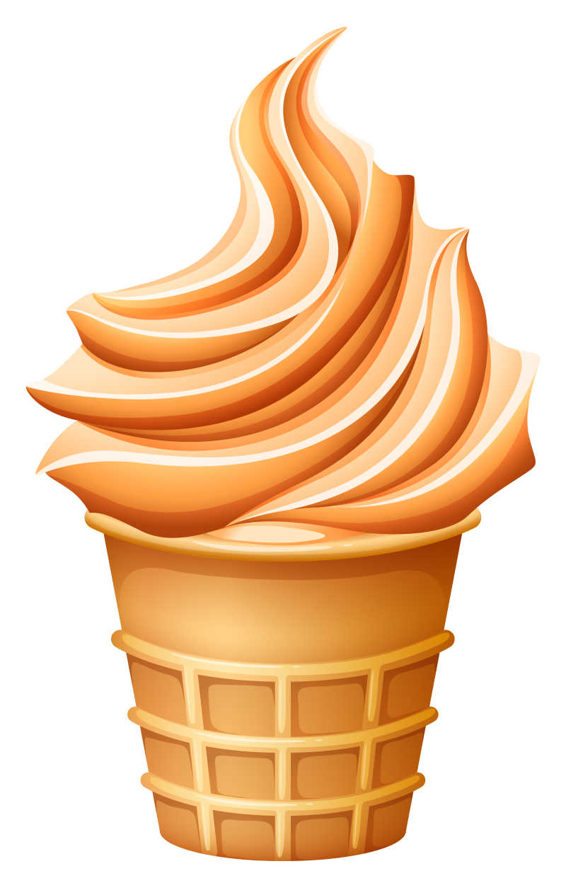 黄色冰淇淋蛋筒矢量插图