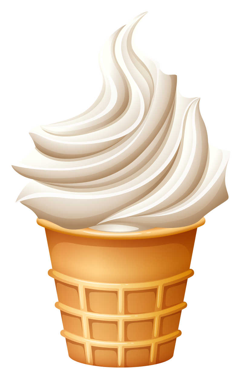 香草冰淇淋甜筒矢量插图